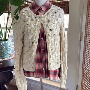 Melrose and Market Cream Cardigan Sweater with Textured Knit NWOT